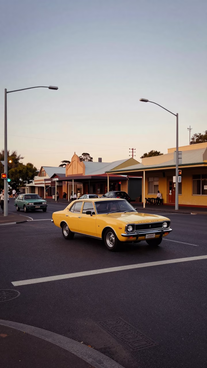 Vintage 1970s Perth Western Australia Early Evening Street Scene with Classic Cars and Pedestrians in in Perth, Western Australia, Australia