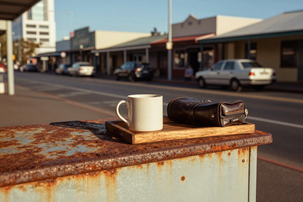 Vintage 1970s Perth Western Australia Street Scene with Rusty Countertop and Leather Basketball in in Perth, Western Australia, Australia