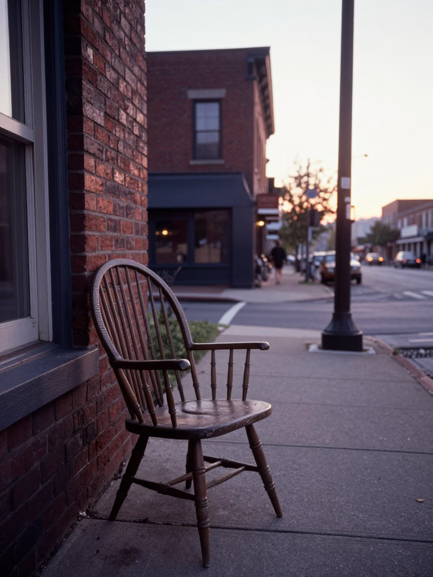 Vintage 1970s Portland Oregon Street Scene with Spindle Chair and Morning Light in in Portland, Oregon, United States