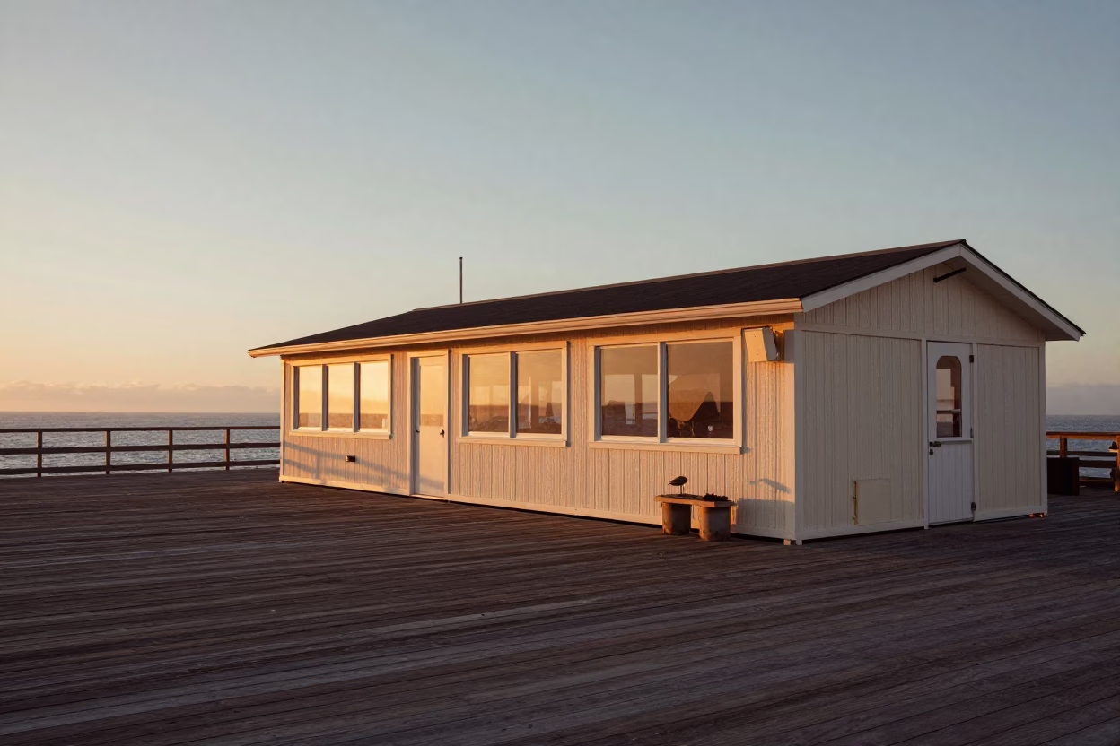 Vintage 1970s San Diego Evening at Marine Science Field Station Over Tidal Water in in San Diego, California, United States