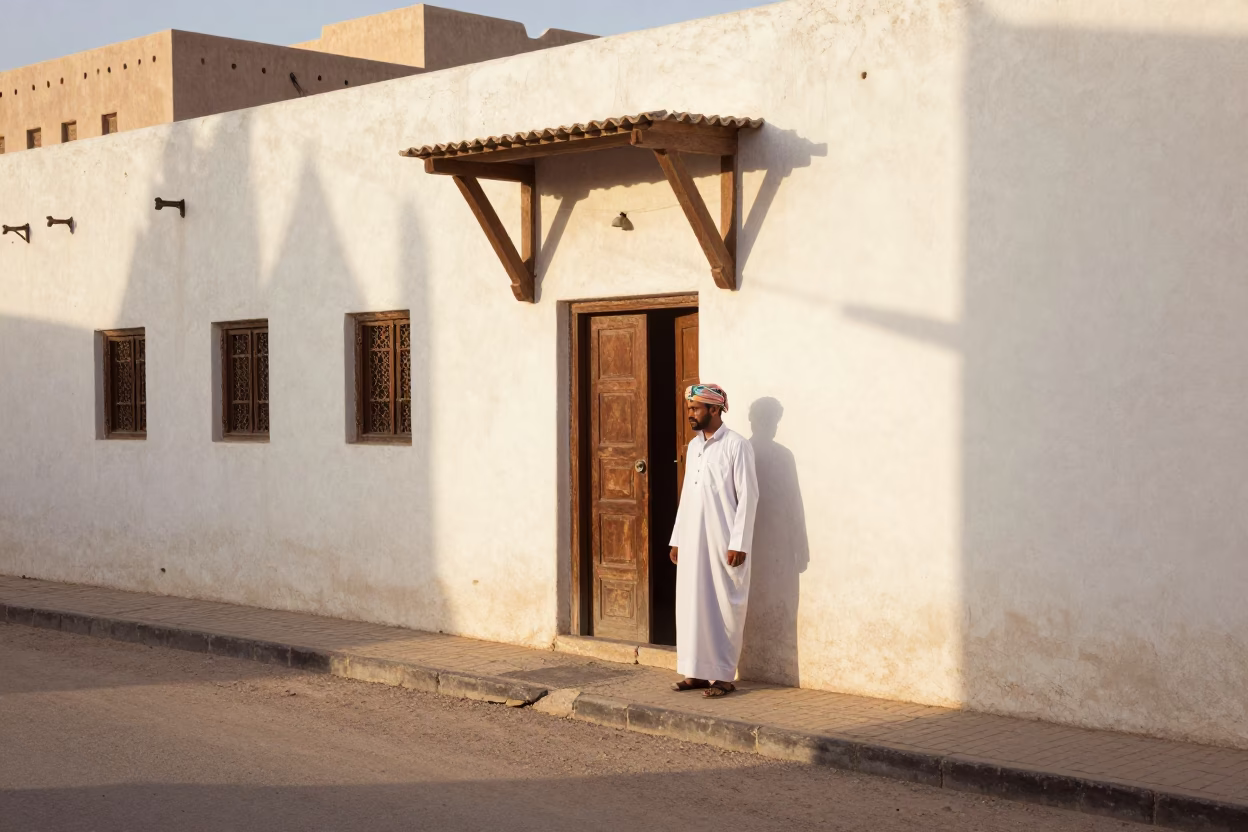 Vintage 1970s Street Scene in Muscat Oman with Traditional Architecture and Local Life in in Muscat, Oman