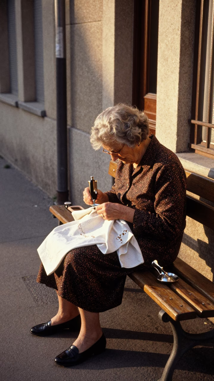 Vintage 1970s Street Scene in Nice France with Sewing Tool and Locket in in Nice, France