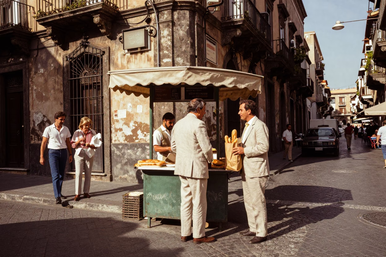 Vintage 1970s Street Scene in Palermo Italy Late Morning Light in in Palermo, Italy