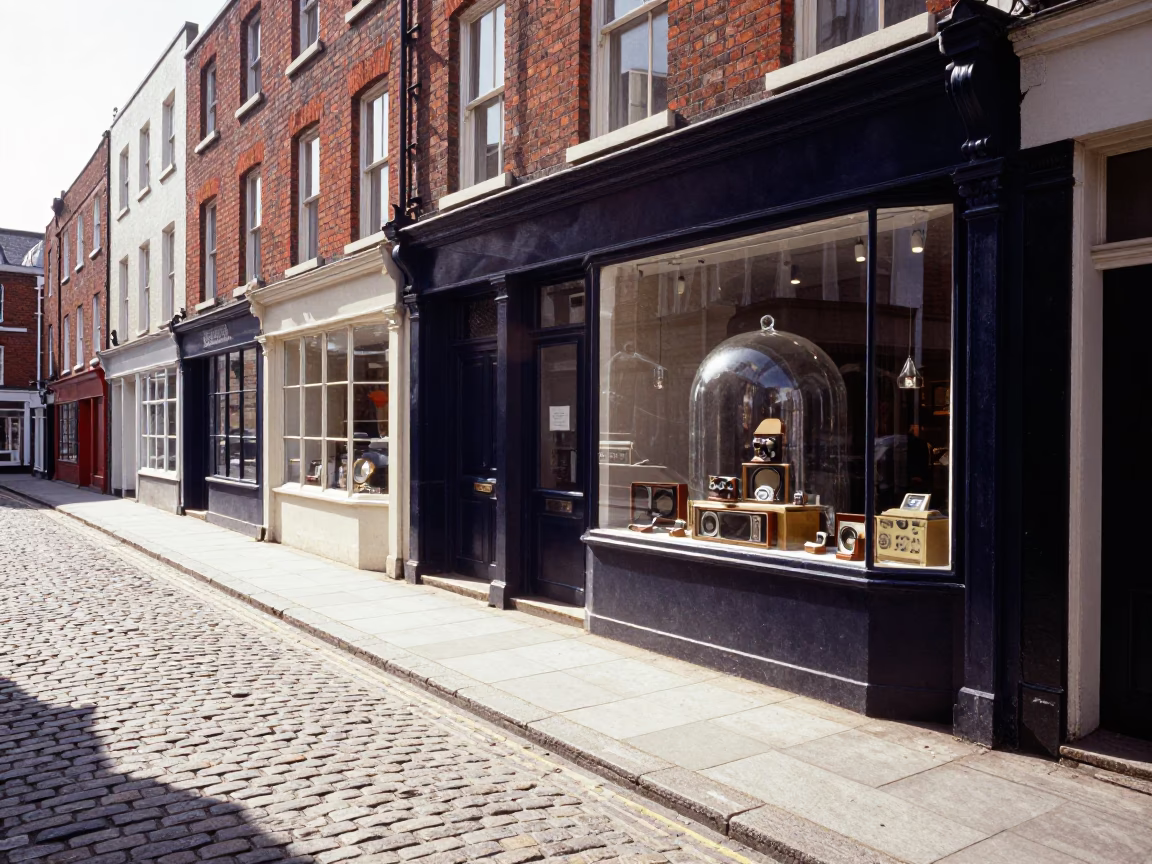 Vintage 1980s Bristol Street Scene with Glass Cloche and Door Latch in in Bristol, United Kingdom