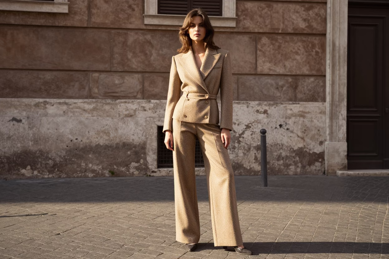 Vintage 1980s High Fashion Portrait of Model in Rome Italy Late Afternoon in in Rome, Italy