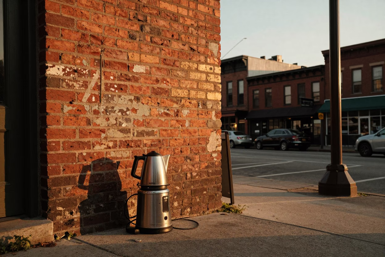 Vintage 1980s Nashville Street Scene with Electric Kettle and Padlock in in Nashville, Tennessee, United States