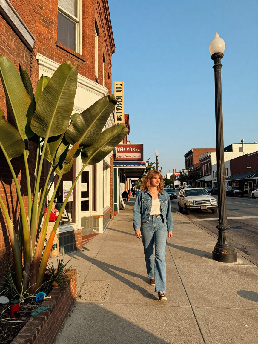Vintage 1980s Nashville Tennessee Street Scene with Bird of Paradise Flower in in Nashville, Tennessee, United States