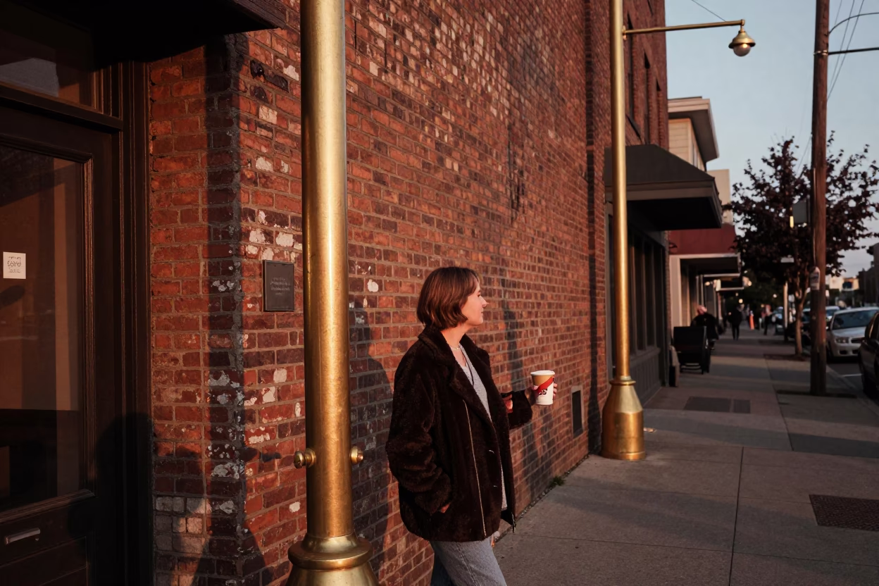 Vintage 1980s Seattle Street Scene with Brass Accents and Urban Details in in Seattle, Washington, United States