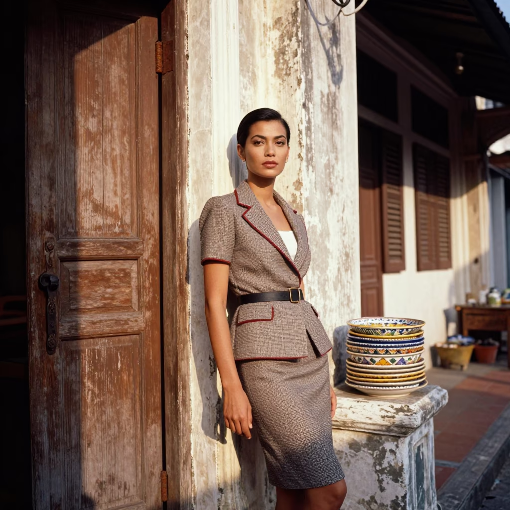 Vintage 1990s High Fashion Portrait in George Town Malaysia in in George Town, Malaysia