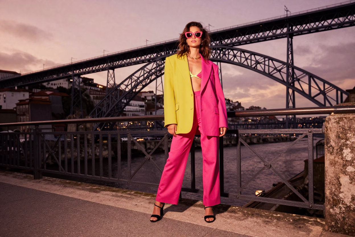 Vintage 1990s High Fashion Street Style in Porto Portugal Copper Light in in Porto, Portugal