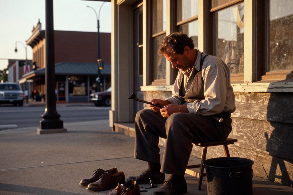 Vintage 1990s Nashville Tennessee Golden Hour Street Scene with Cobbler and Crowbar in in Nashville, Tennessee, United States
