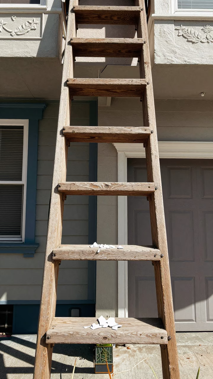 Vintage 1990s San Francisco Street Scene with Wooden Ladder and Paint Flecks in in San Francisco, California, United States