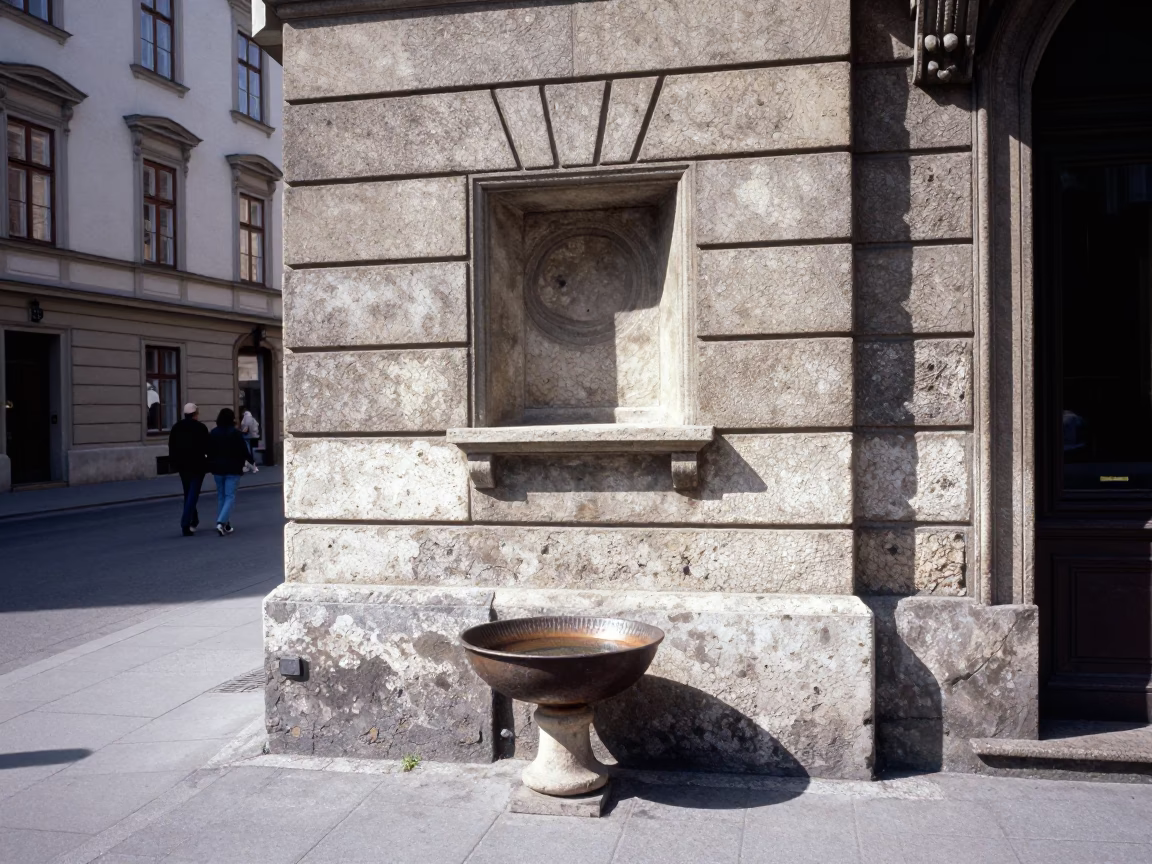 Vintage 1990s Vienna Street Scene with Key Bowl and Pitcher in in Vienna, Austria