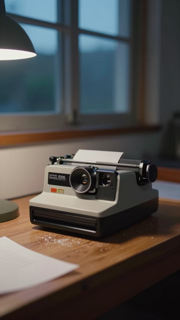 Vintage Adding Machine on Wooden Desk at Twilight in on a wooden workbench near Santa Teresa del Tuy
