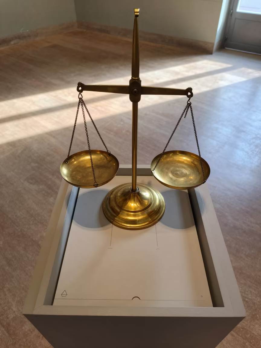 Vintage Apothecary Scale Museum Display Belo Horizonte in on a museum plinth in Belo Horizonte