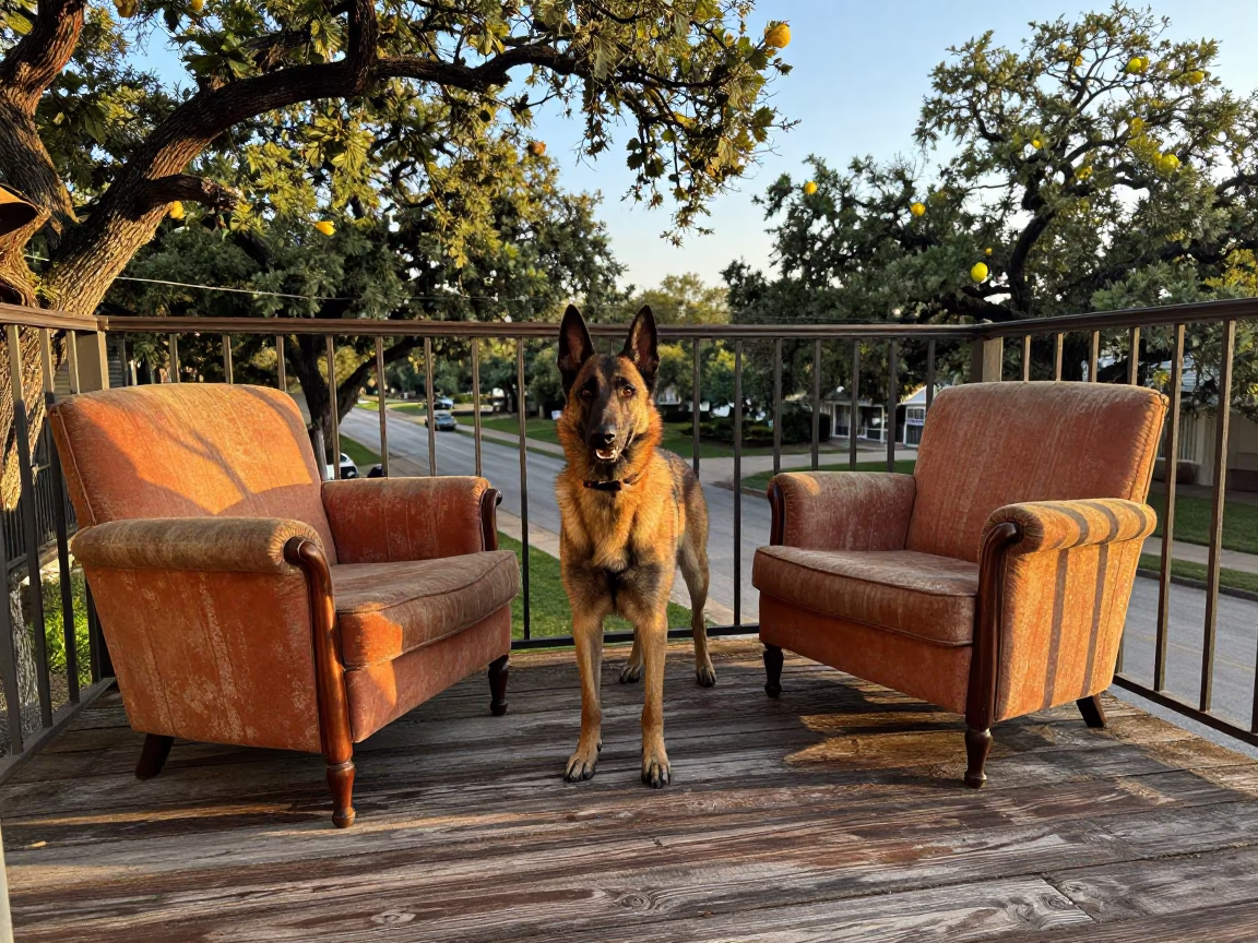 Vintage Armchairs in Austin at Honeyed Evening Light in in Austin, Texas, United States