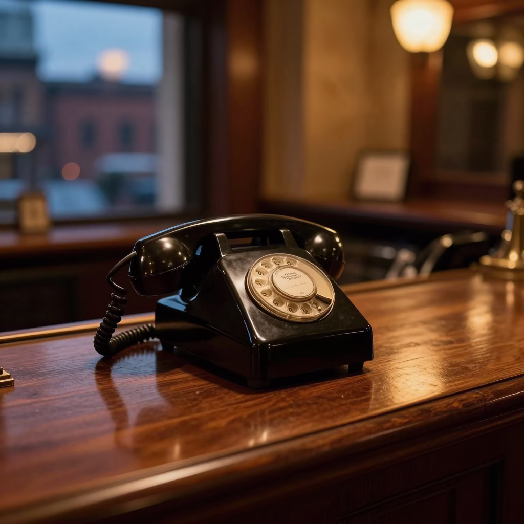 Vintage Bakelite Telephone on Hotel Reception Desk at Nashville Tennessee Twilight in in Nashville, Tennessee, United States