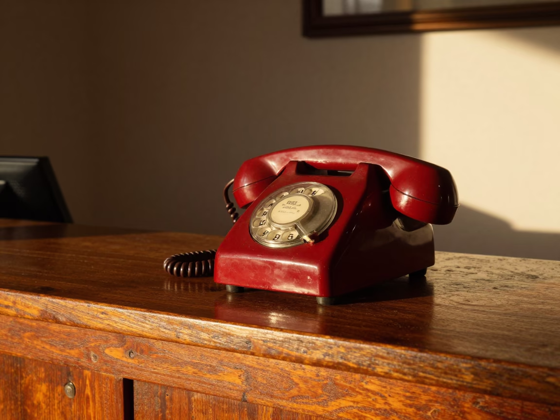 Vintage Bakelite Telephone on Hotel Reception Desk at Sunset in Tunis Tunisia in in Tunis, Tunisia