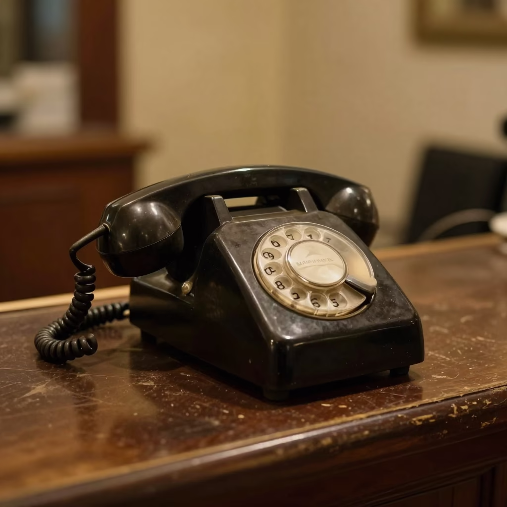 Vintage Bakelite Telephone on Hotel Reception Desk in Cairo Egypt Late Night in in Cairo, Egypt