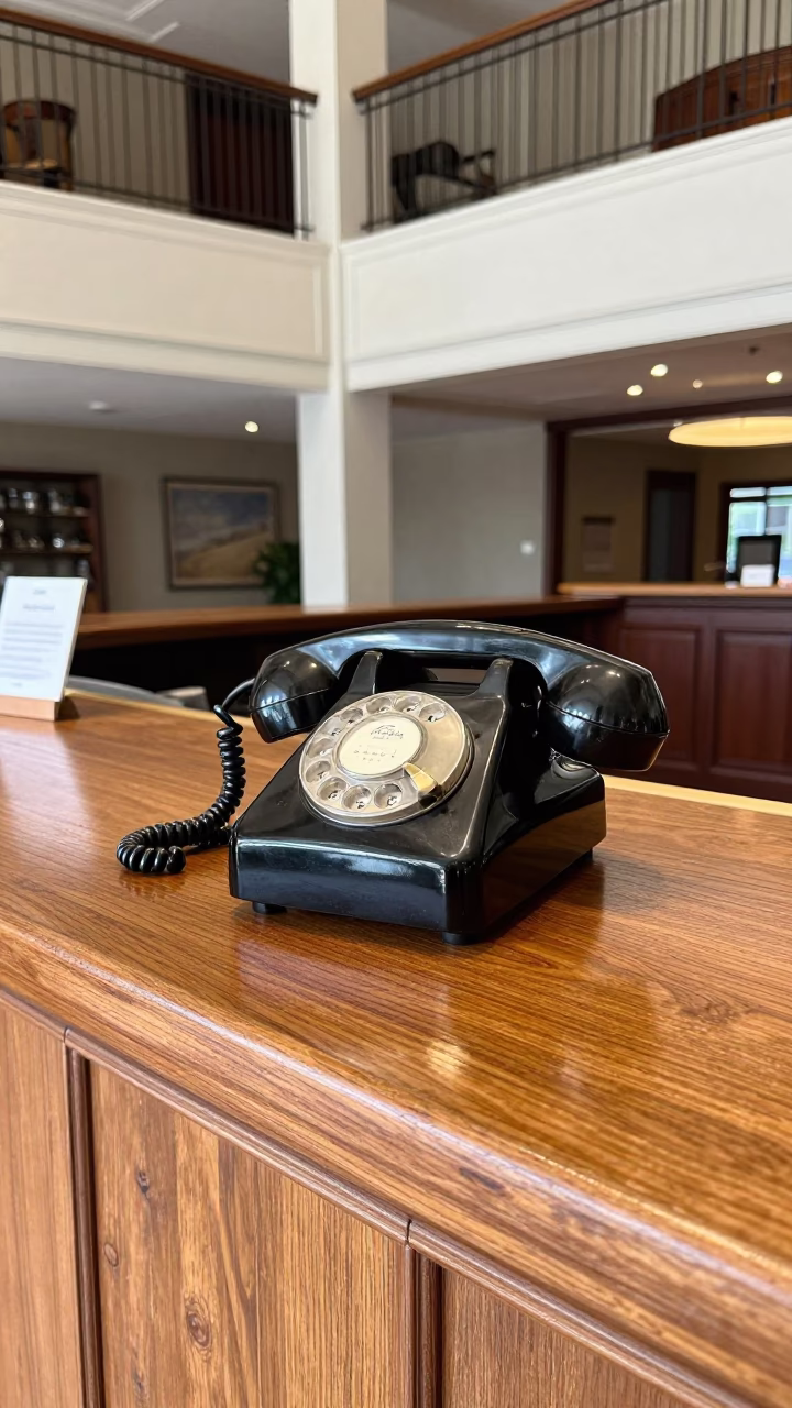 Vintage Bakelite Telephone on Hotel Reception Desk in Christchurch New Zealand Midday in in Christchurch, New Zealand