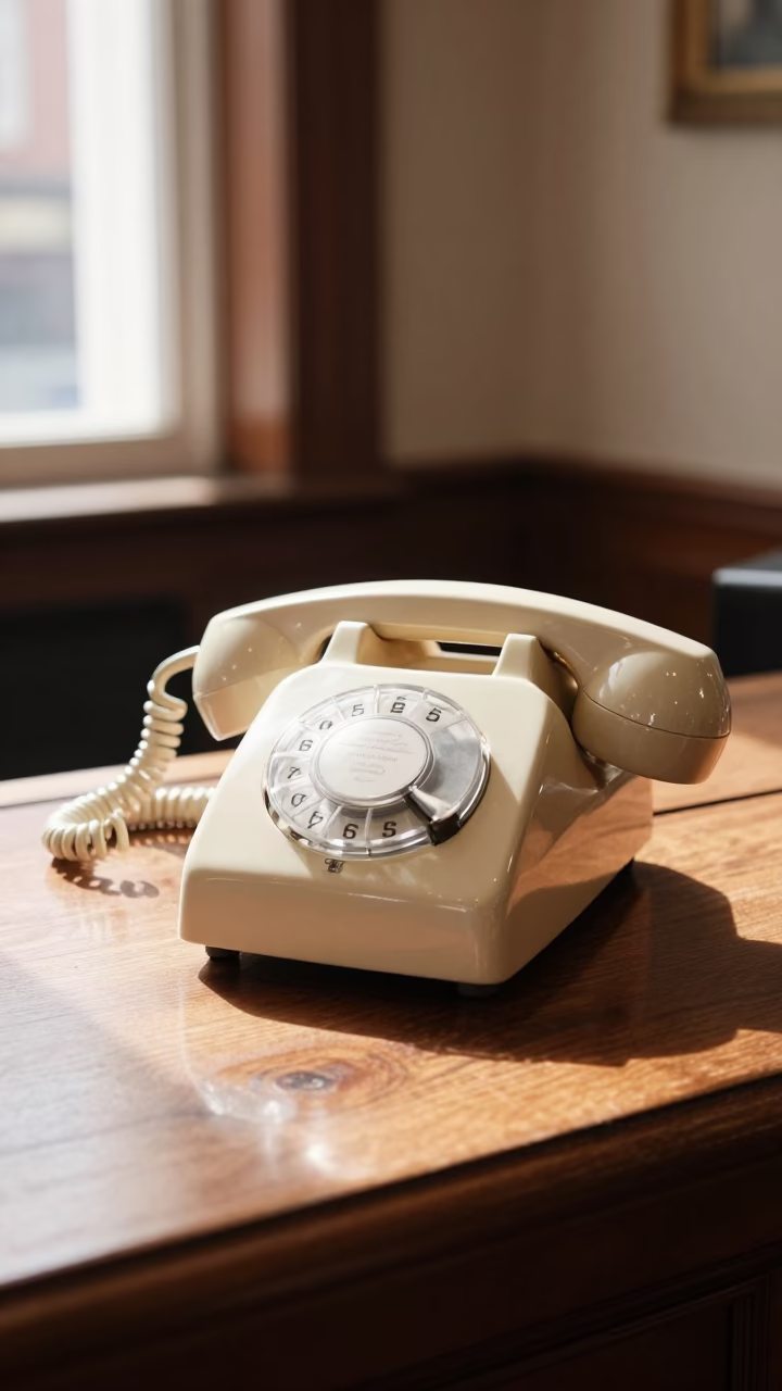Vintage Bakelite Telephone on Hotel Reception Desk in Dublin Early Afternoon in in Dublin, Ireland
