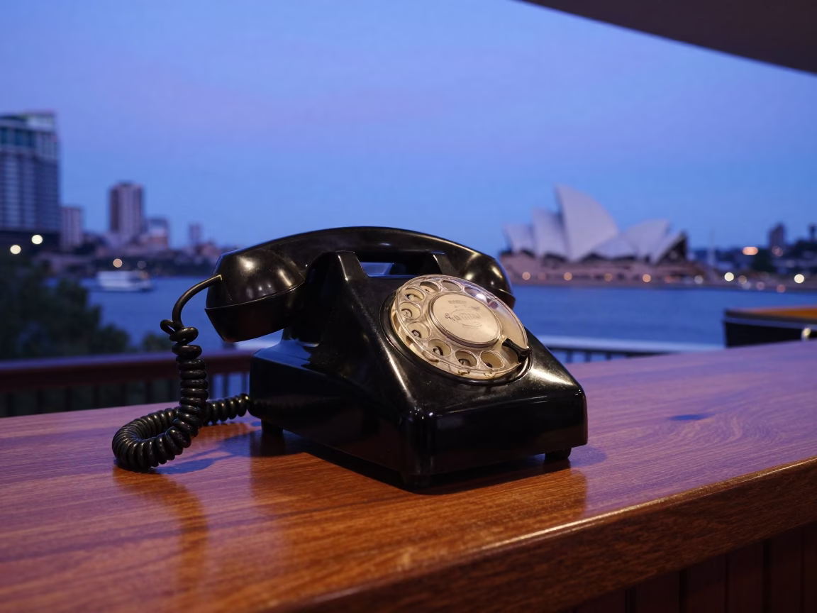 Vintage Bakelite Telephone on Hotel Reception Desk in Sydney at Indigo Twilight in in Sydney, New South Wales, Australia