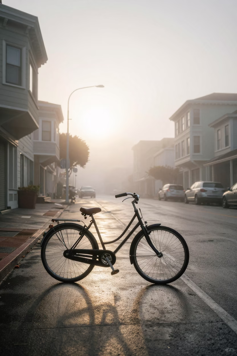 Vintage Bicycle at Dawn Light in San Francisco in in San Francisco, California, United States