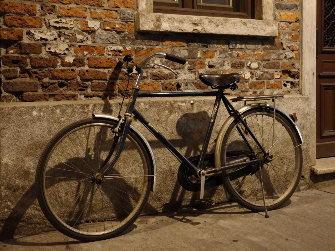 Vintage Bicycle at Deep In The Night Light in Istanbul in in Istanbul, Turkey
