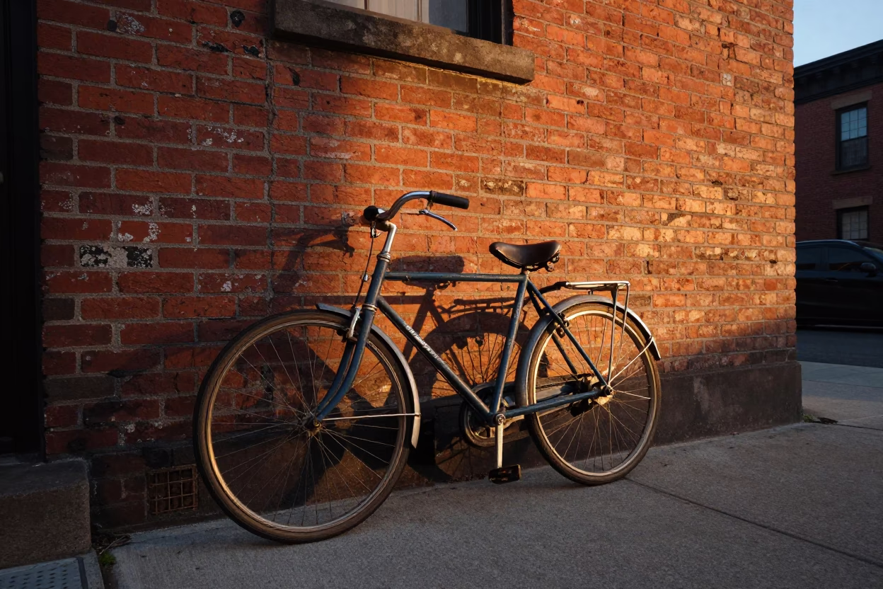 Vintage Bicycle at First Light Of Dawn in New York in in New York, New York, United States