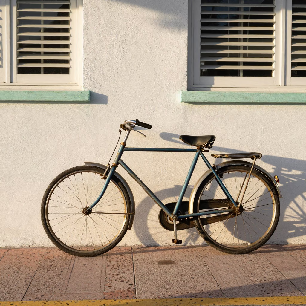 Vintage Bicycle at The Early Afternoon Light in Miami in in Miami, Florida, United States