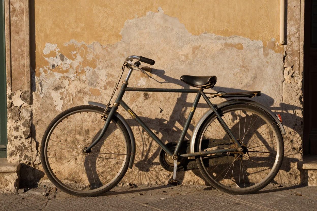 Vintage Bicycle at The Late Morning Light in Palermo in in Palermo, Italy
