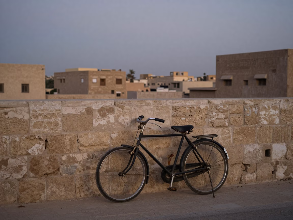 Vintage Bicycle in Cairo at Nautical Dawn Light in in Cairo, Egypt