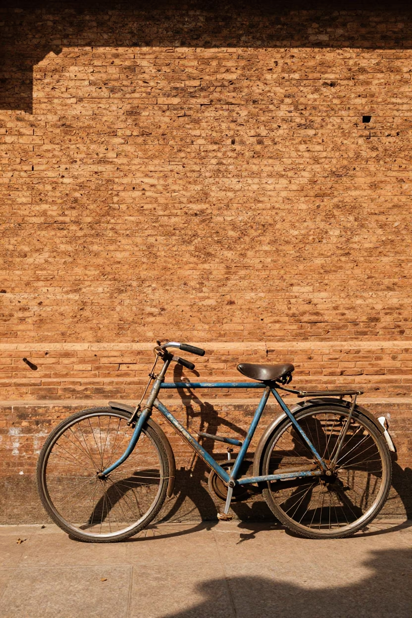 Vintage Bicycle in Chiang Mai at The Flat Glare Of Noon Light in in Chiang Mai, Thailand
