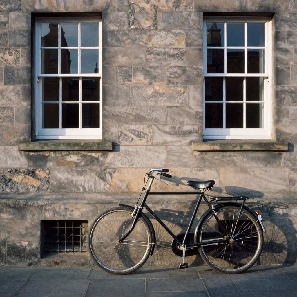 Vintage Bicycle in Edinburgh at The Late Morning Light in in Edinburgh, United Kingdom