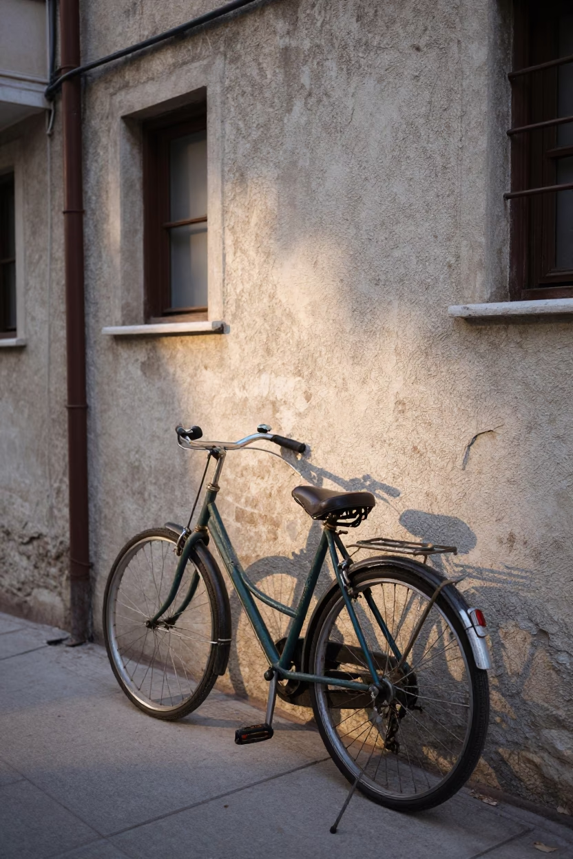 Vintage Bicycle in Istanbul at As First Light Reaches The Scene in in Istanbul, Turkey