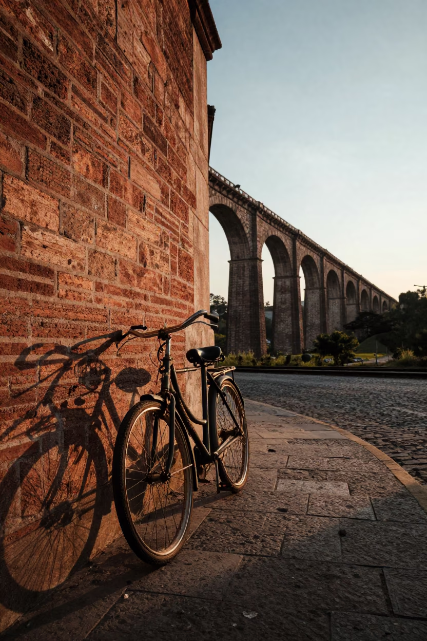 Vintage Bicycle in Mexico City at Sunset Light in in Mexico City, Mexico