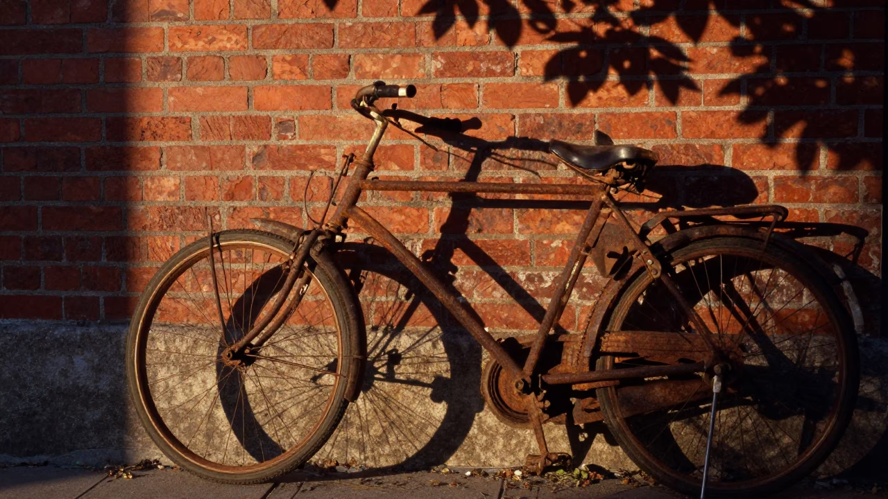 Vintage Bicycle in Montreal at Sunset Light in in Montreal, Quebec, Canada
