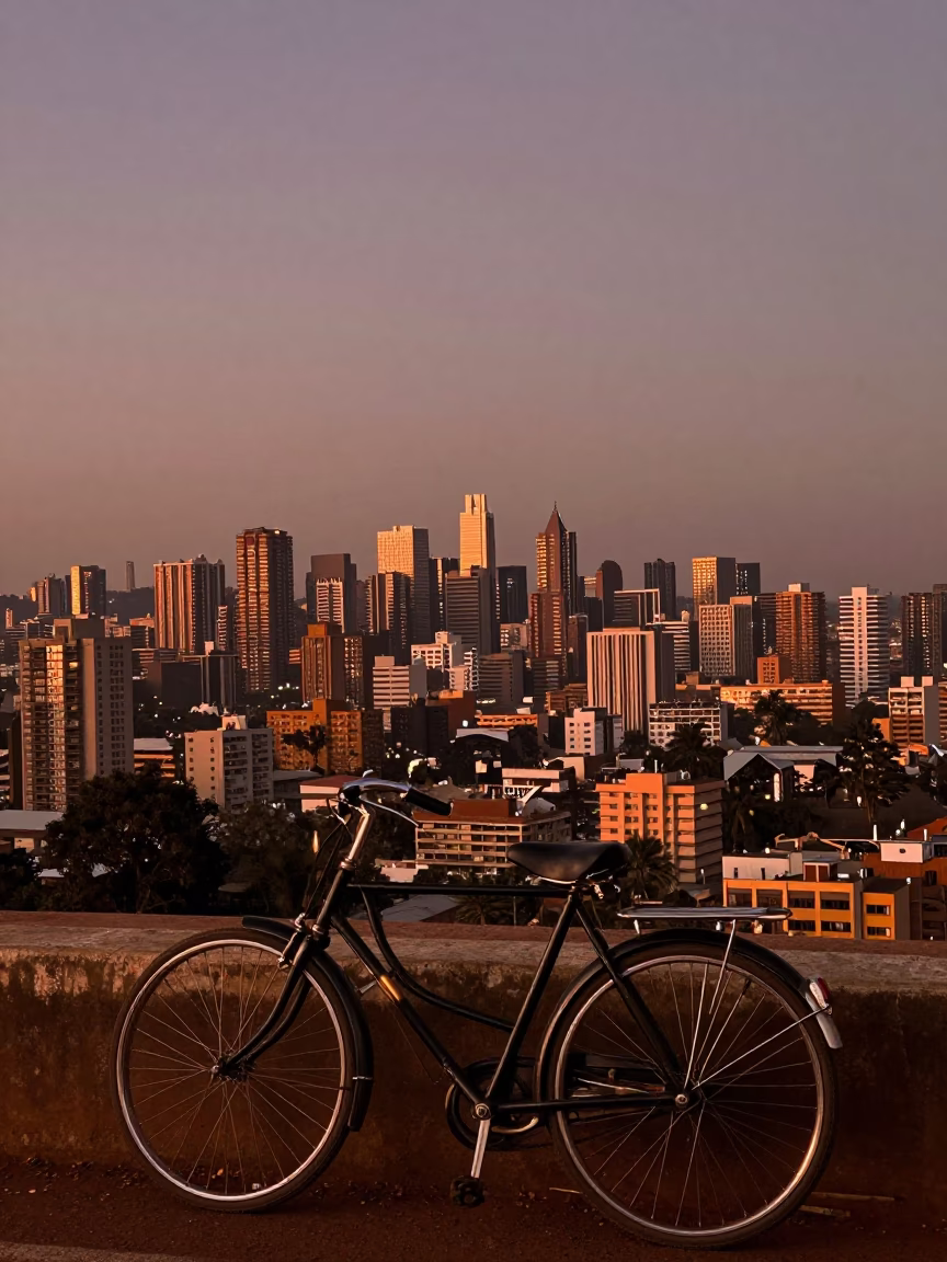 Vintage Bicycle in Nairobi at Copper-toned Light Before Dusk in in Nairobi, Kenya