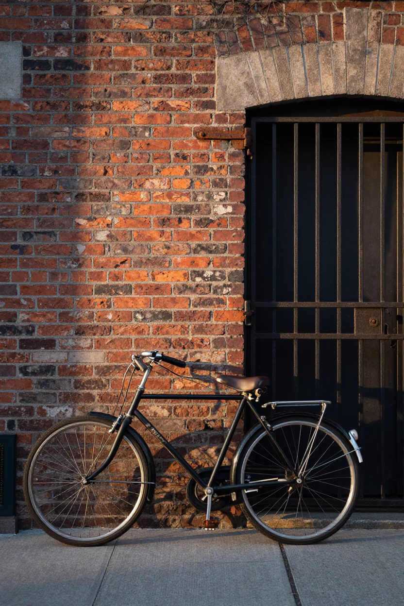 Vintage Bicycle in New York at As First Light Reaches The Scene in in New York, New York, United States