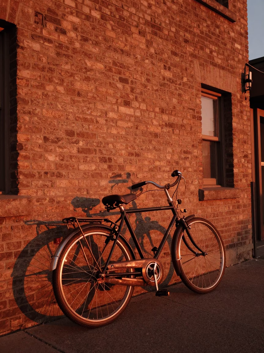 Vintage Bicycle in San Francisco at Copper-toned Light Before Dusk in in San Francisco, California, United States