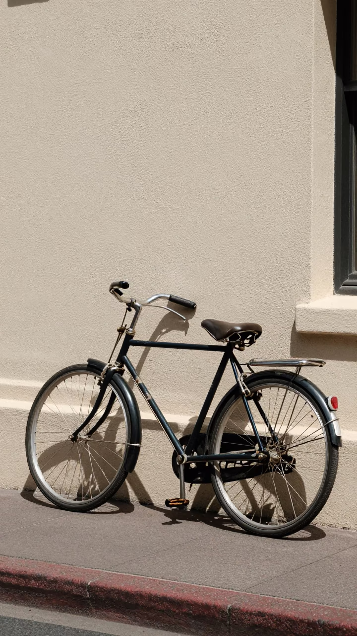 Vintage Bicycle Leaning Against Wall in Midday Perth Western Australia Street Scene in in Perth, Western Australia, Australia