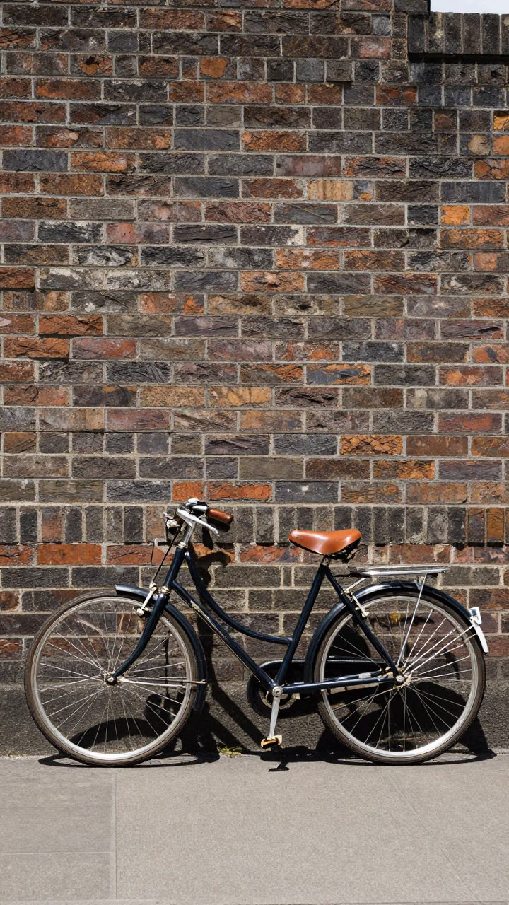 Vintage Bicycle Parked Against Brick Wall in Bright Midmorning Auckland New Zealand in in Auckland, New Zealand