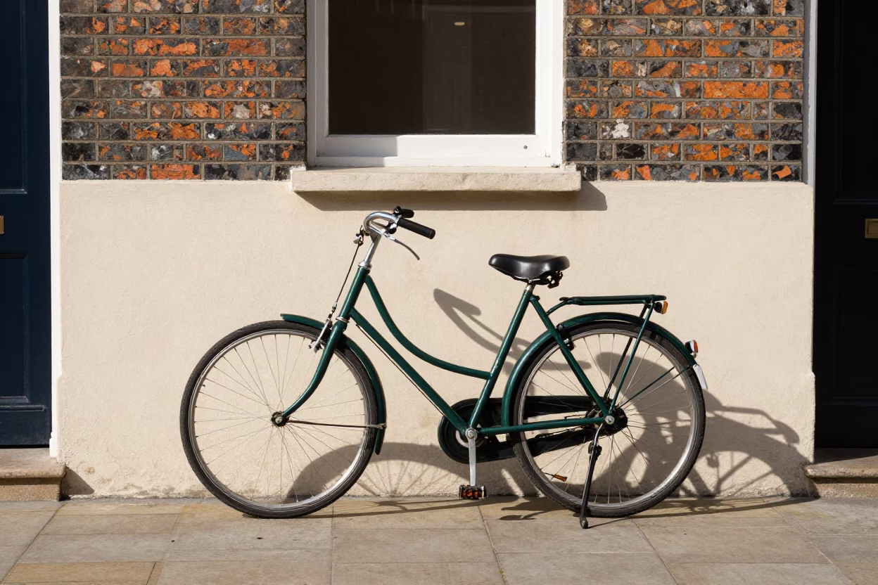Vintage Bicycle Parked Outside Georgian Terrace in Dublin Ireland Bright Midmorning in in Dublin, Ireland