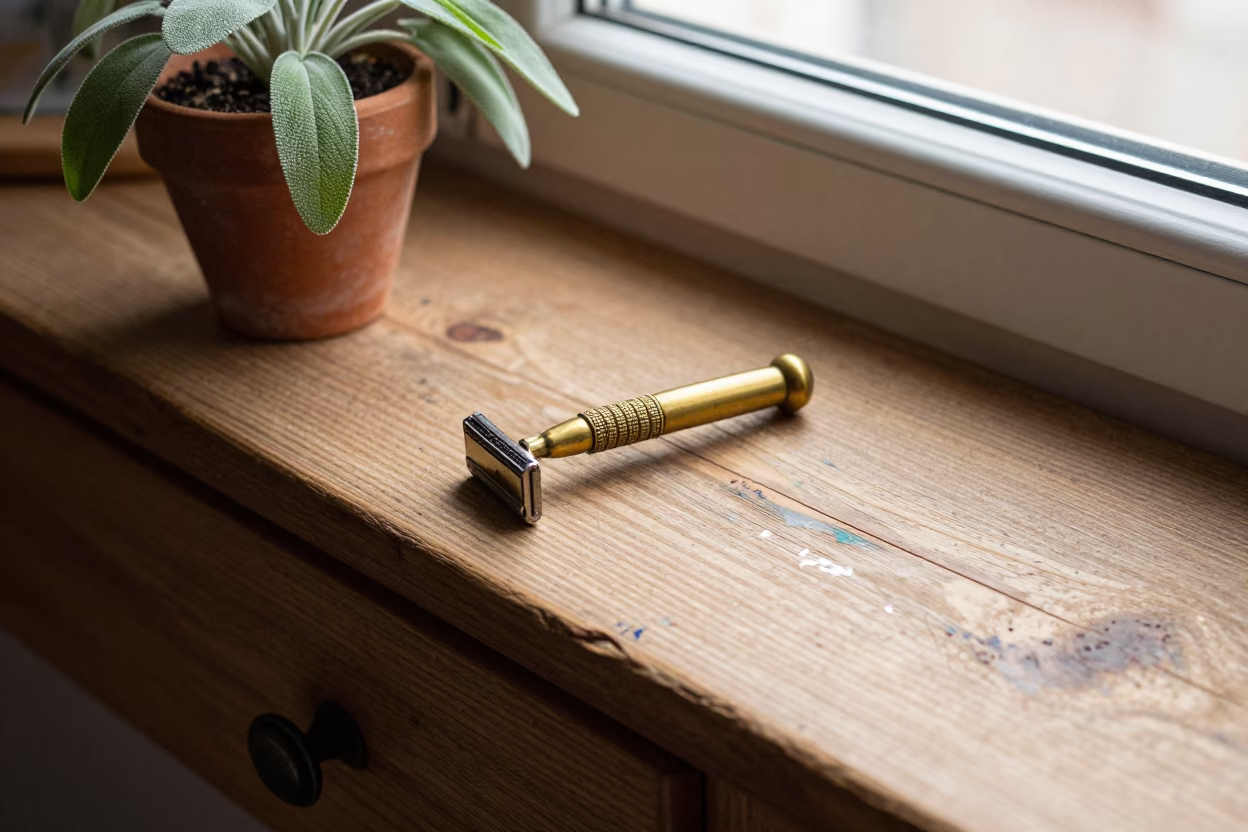 Vintage Brass Safety Razor in Rome in in Rome, Italy