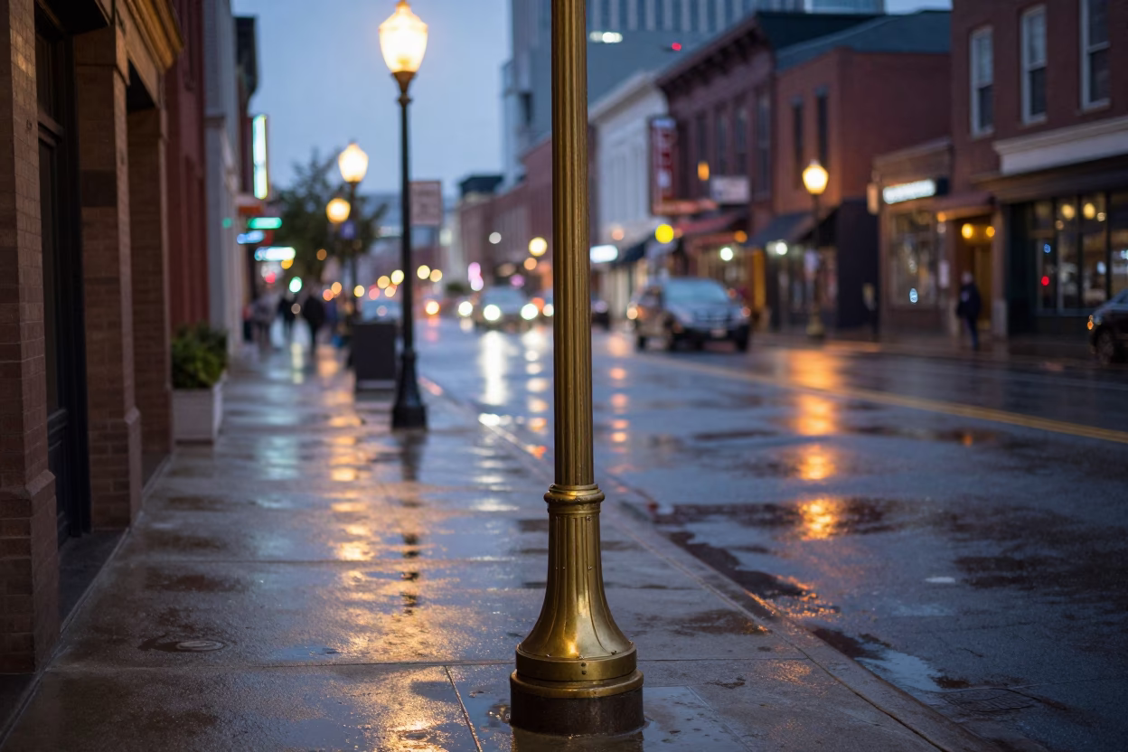 Vintage Brass Streetlamp in Nashville in in Nashville, United States