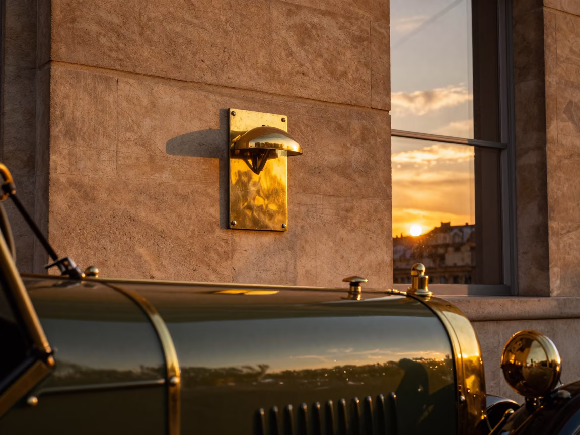 Vintage Car Rally Sunset in Paris France with Brass Details and Glass Latch in in Paris, France