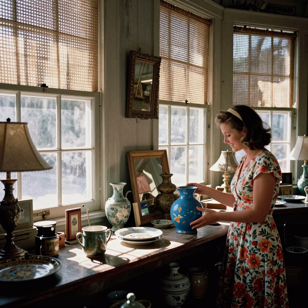 Vintage Charleston Shop Interior Late Morning Light Cane Windows in in Charleston, South Carolina, United States