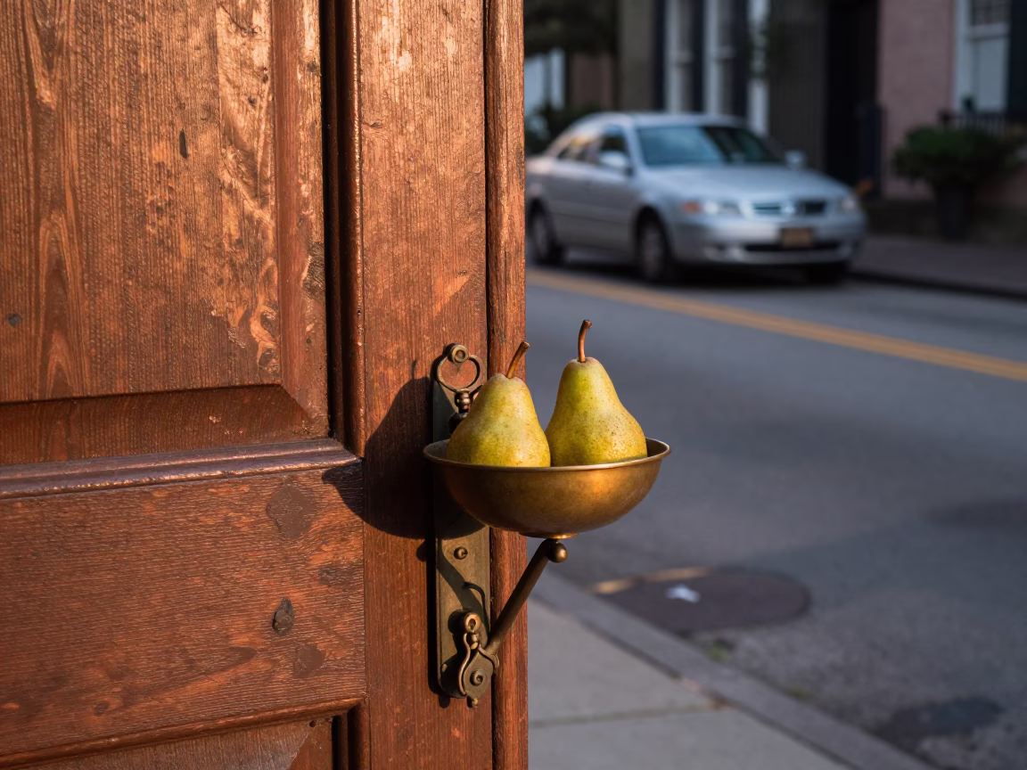 Vintage Charleston Street Scene with Key Bowl and Pears in Copper Dusk Light in in Charleston, South Carolina, United States
