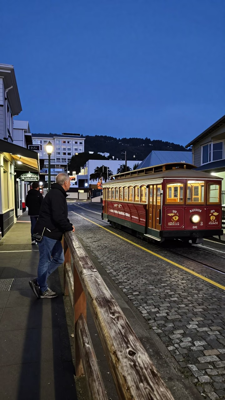 Vintage Charm in Wellington at Twilight in in Wellington, New Zealand