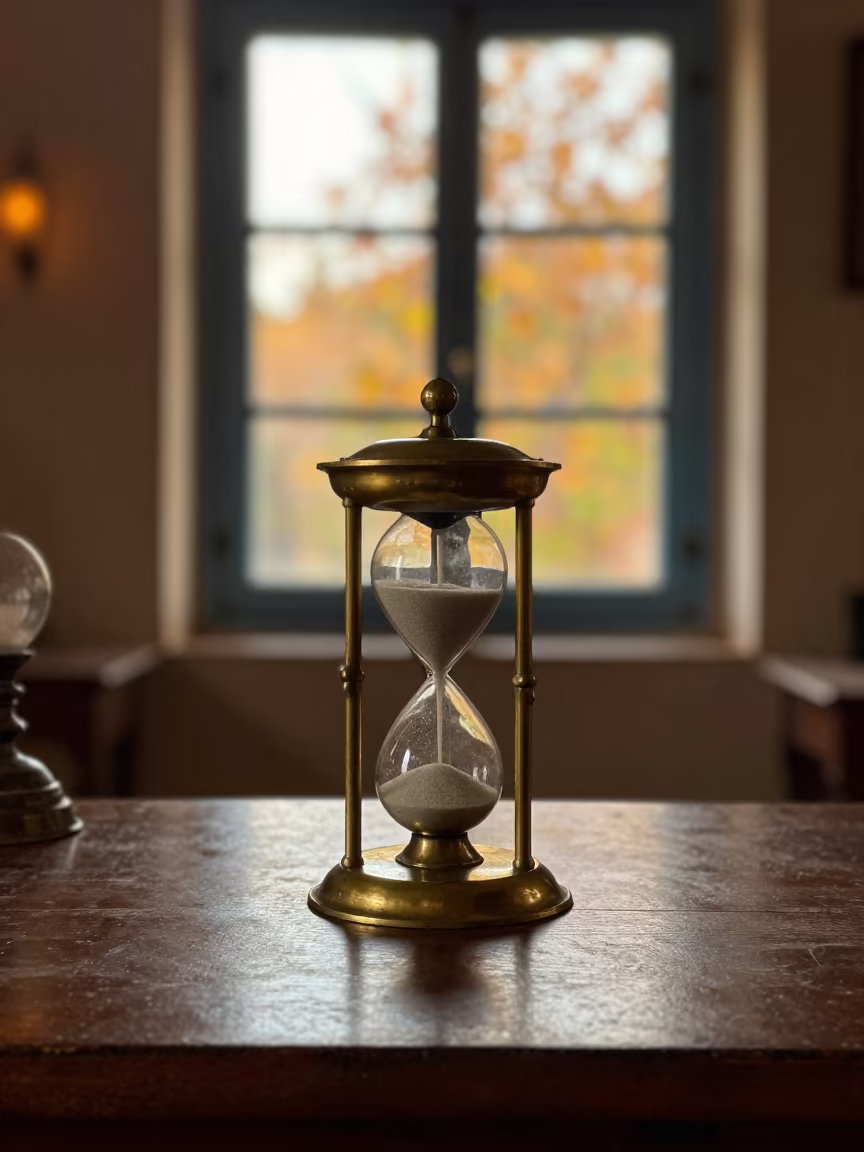 Vintage Egg Timer on Rabat Writing Desk in on a writing desk in Rabat